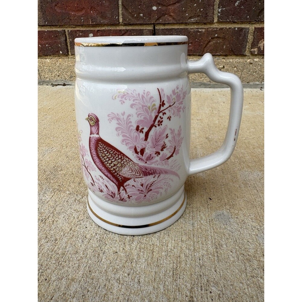 Vintage 1950-60s USSR Russian Dmitrov Verbilki Porcelain Pheasant Stein 900ml